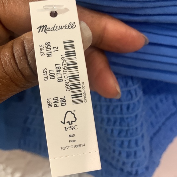 Madewell NEW Wendy Ornamental Blue 12 Pleated Cotton Poplin Crop Top Cotton - Picture 11 of 11